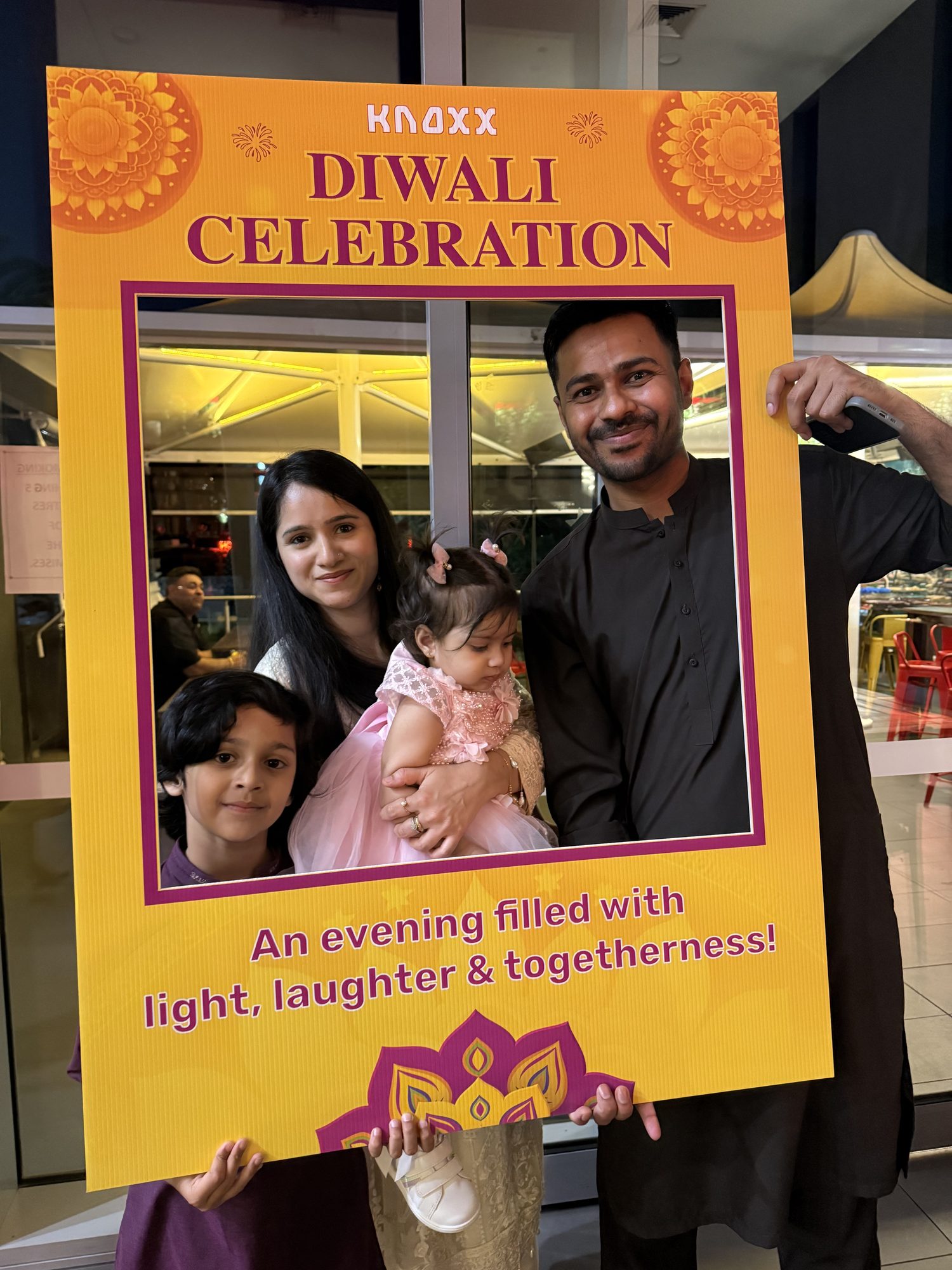 Family portrait at Knoxx Diwali 2025